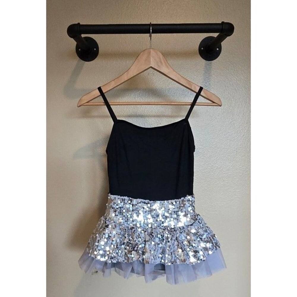 Weissman black and‎ silver sequin dance costume size CL (child size large)